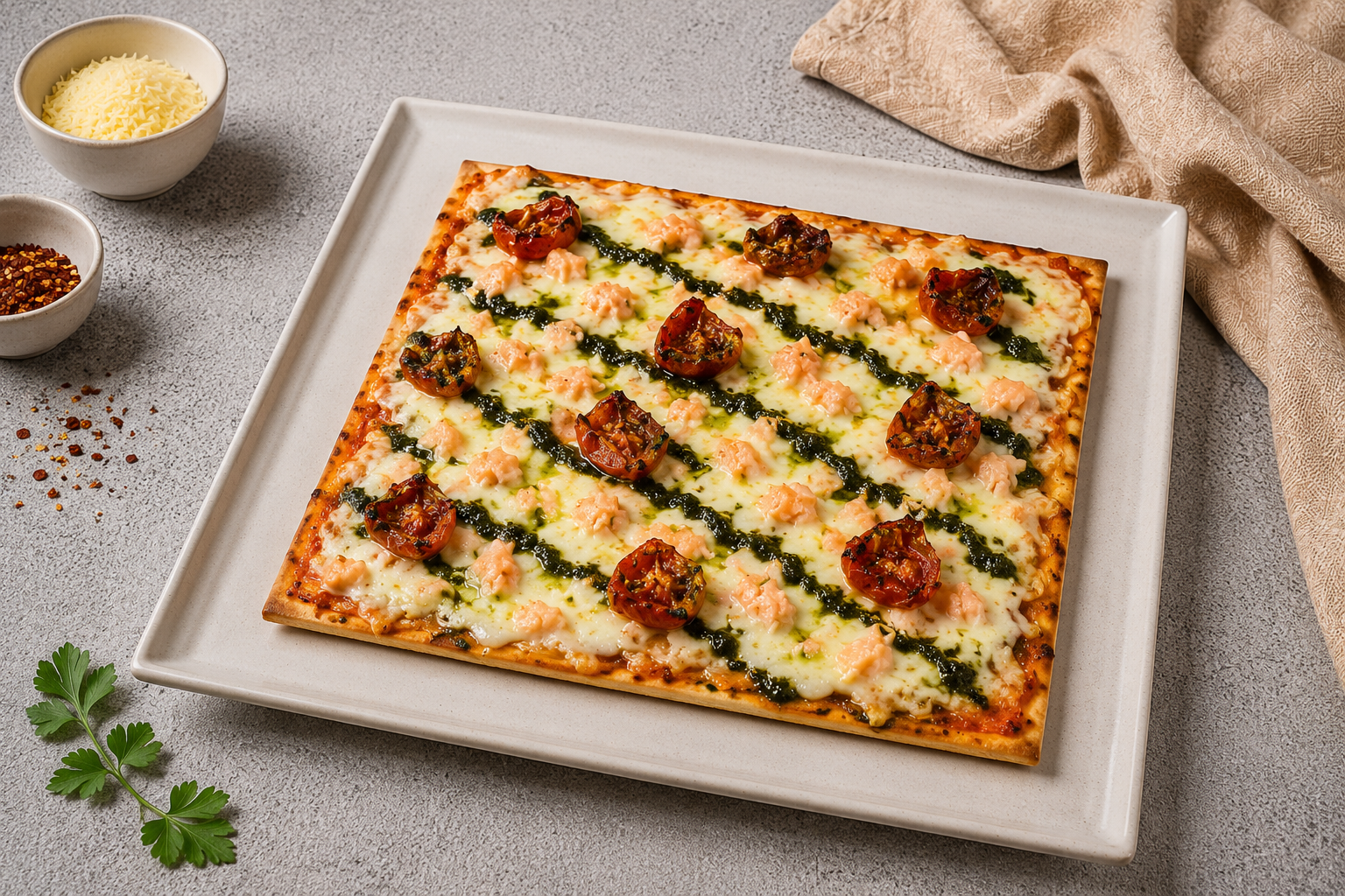 Pizza salmón ahumado a la cabra