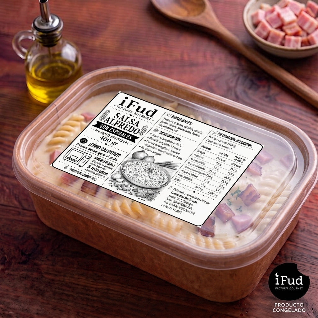 Espirales con salsa alfredo