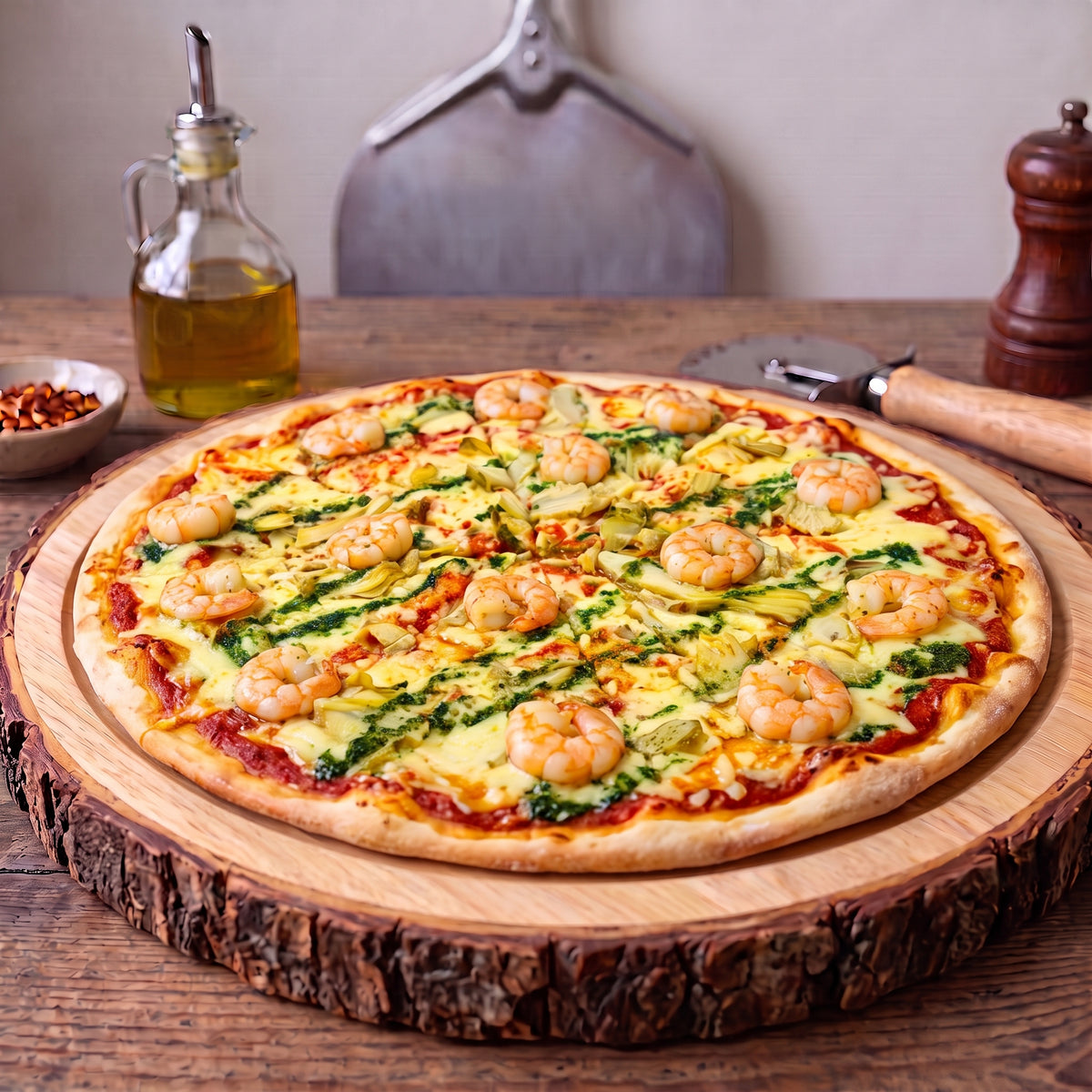 Pizza Familiar -Camarón al Ajillo