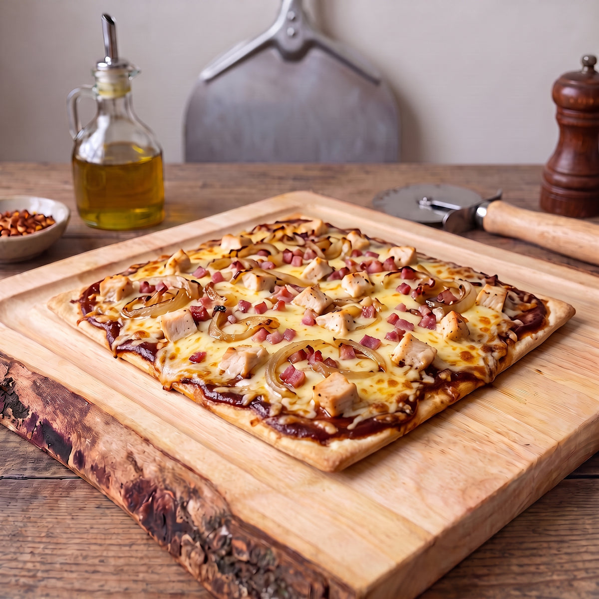 Pizza pollo bbq