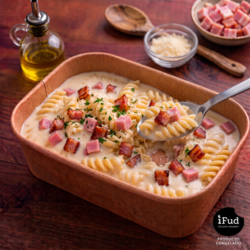 Espirales con salsa alfredo