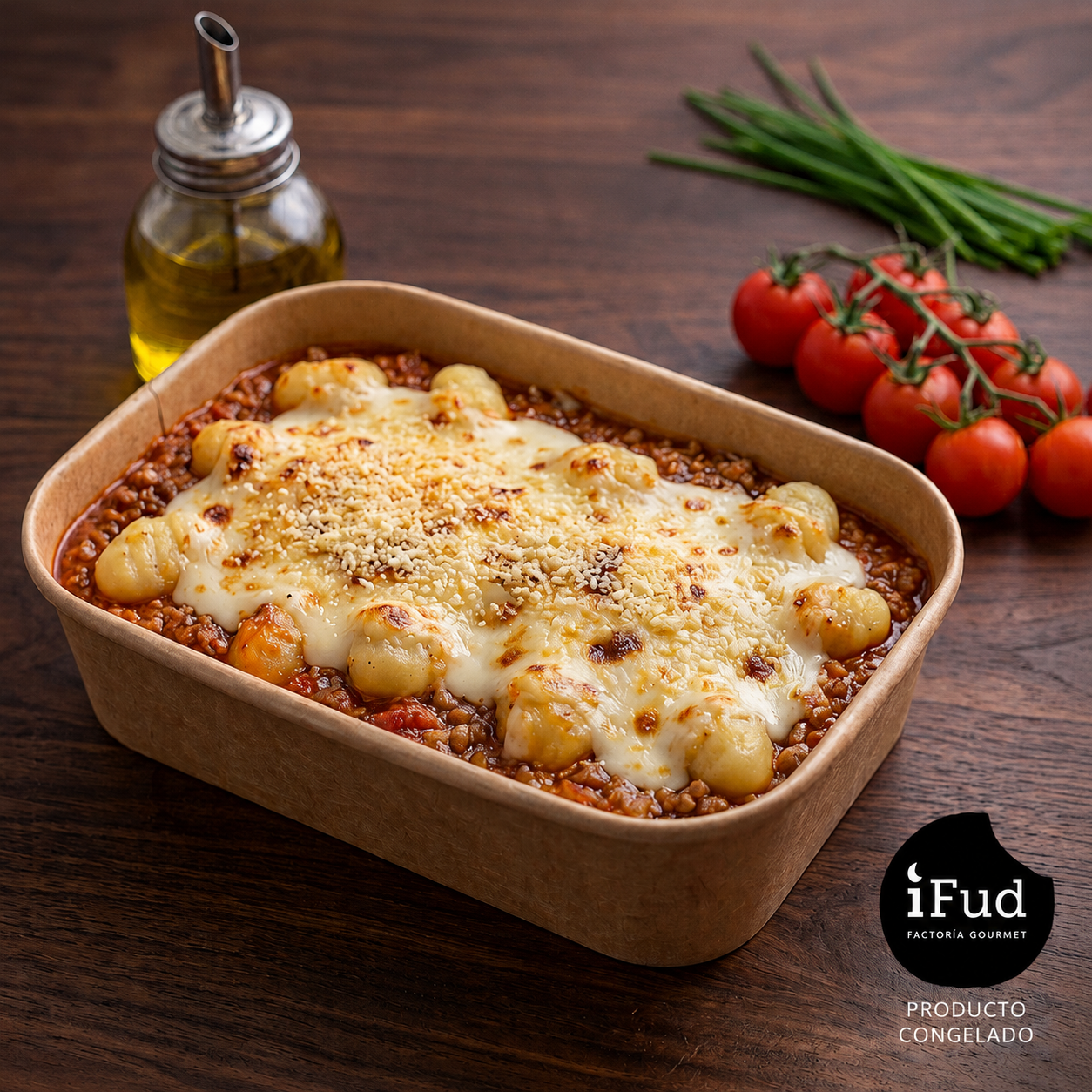 Gratin de ñoquis con salsa boloñesa