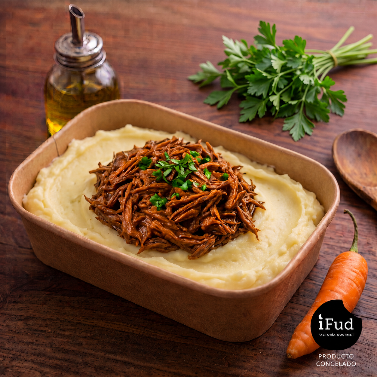 Carne mechada con puré