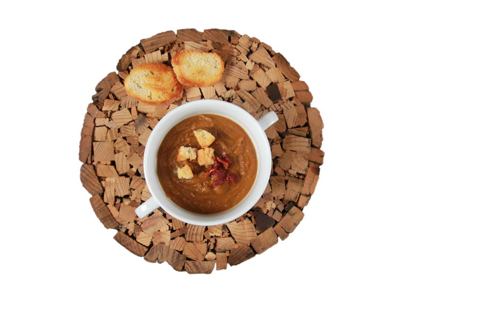 Crema de lentejas con tocino